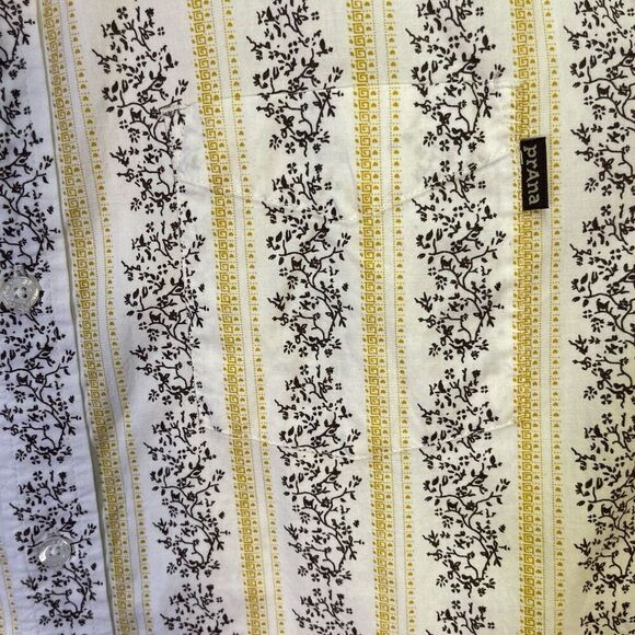 Prana Multicolor Collared Striped Floral Short Sleeve Button Up Shirt Size XL - Picture 2 of 8